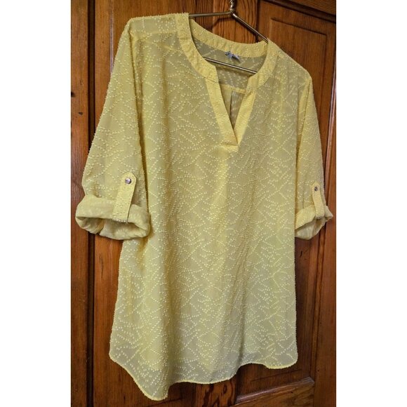 Est 1946 Women's Sheer Blouse Tunic Top Sunny Yellow Boho Spring Summer 18/20W - Picture 2 of 8